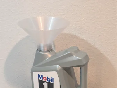 Funnel with Integrated Air Vent for Mobil1 Oil Containers
